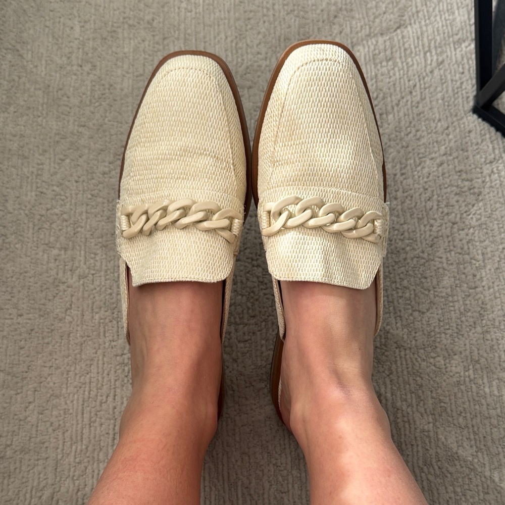Dolce Vita Cream Loafers with Chain Accent